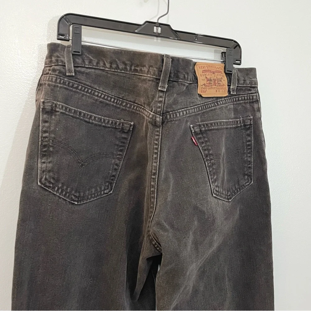 Vintage Men's Levi's 550 Black Relaxed Fit Zip Fly Jeans Work Cotton 90s 36 x 32